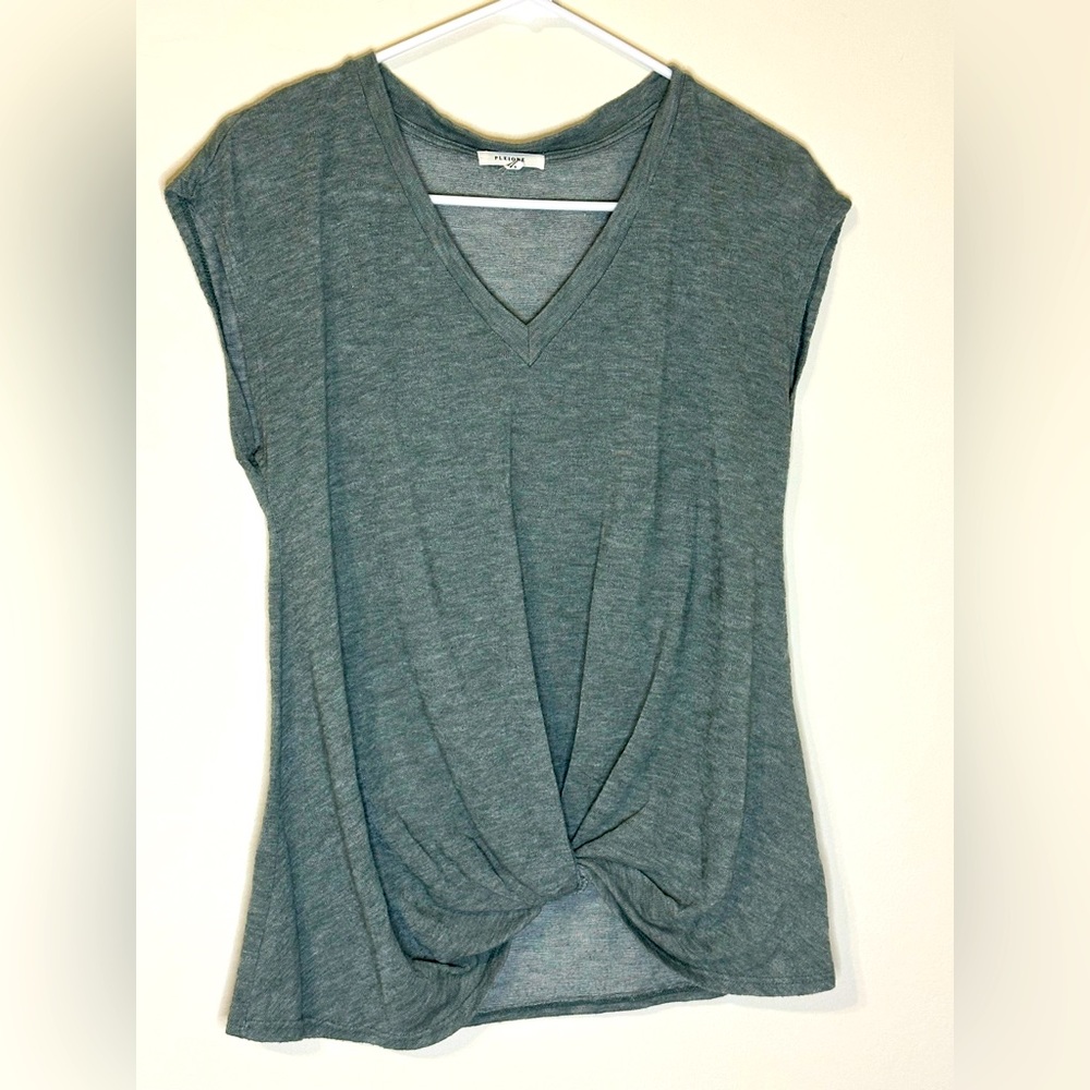Pleione Green Twist Front Blouse, Size Small